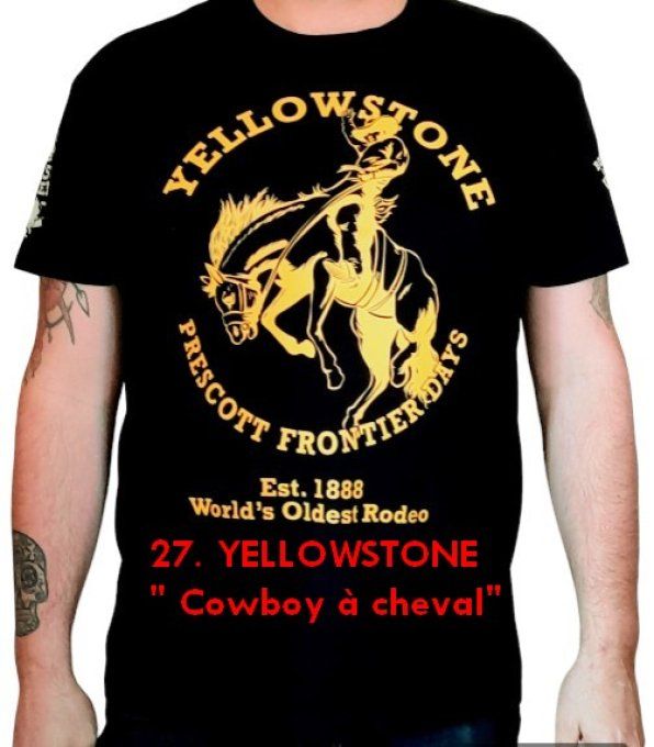Tee - shirt --" Yellowstone (rodéo à cheval) "--