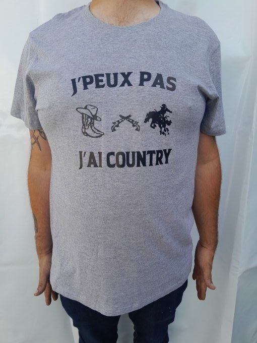 Tee-Shirt      --"J'Peux pas j'ai country"--     (motifs western)