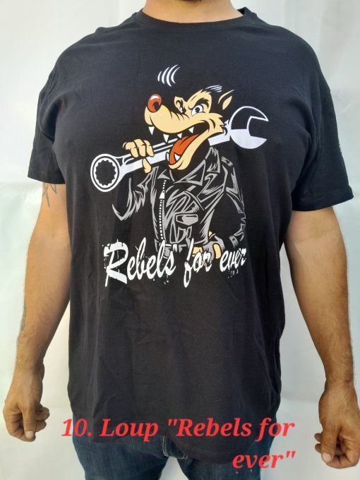 Tee-Shirt       --" Loup avec clé Rebels for ever"--