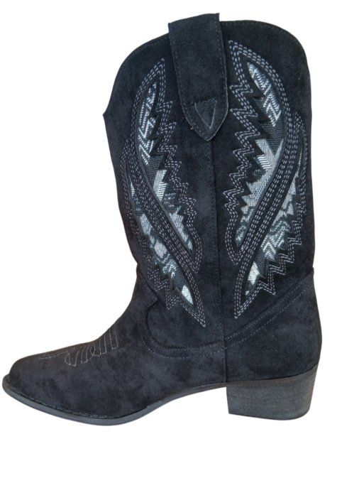 Botte façon daim noir à motifs