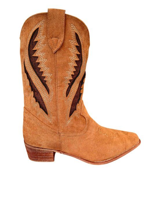 Botte façon daim  marron à motifs