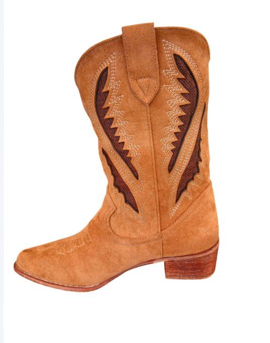 Botte façon daim  marron à motifs