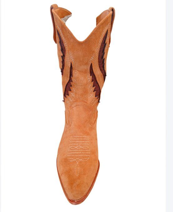Botte façon daim  marron à motifs