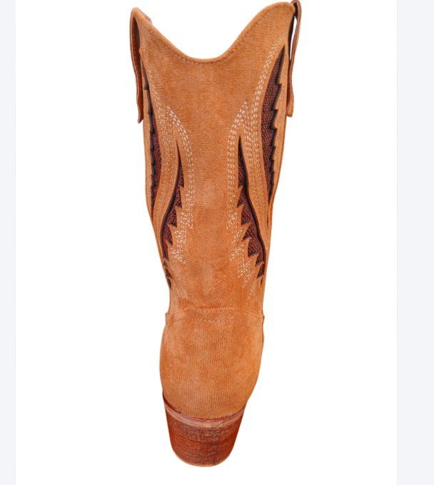 Botte façon daim  marron à motifs
