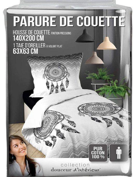 Parure de couette 1 pers. " ATTRAPES - REVES"