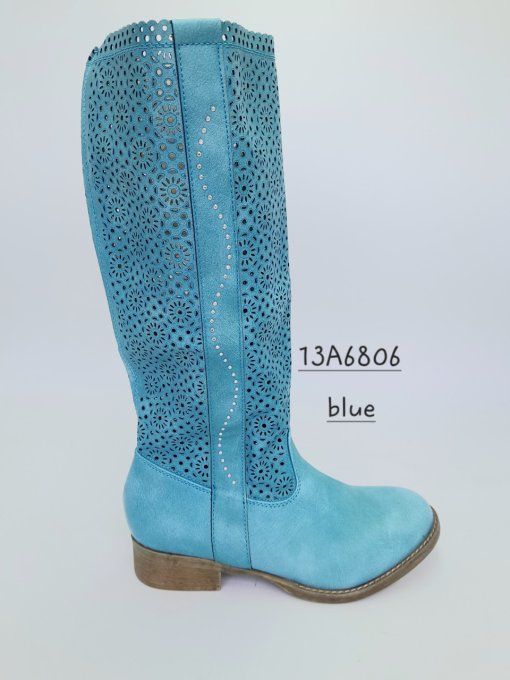 Botte haute bleu ajourés