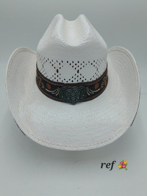 Chapeau blanc fleurs brodés