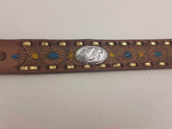 Ceinture marron à motifs