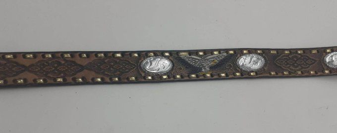 Ceinture marron aigles noir / blanc