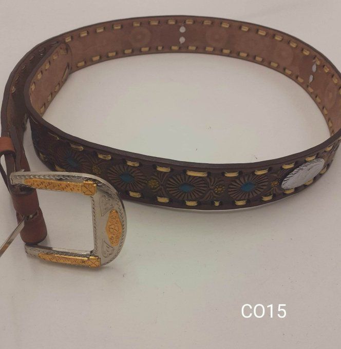 Ceinture marron à motifs