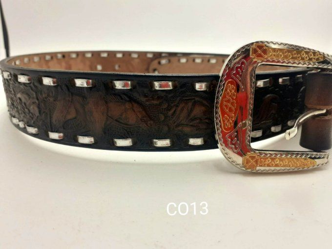 Ceinture marron "Chevaux "