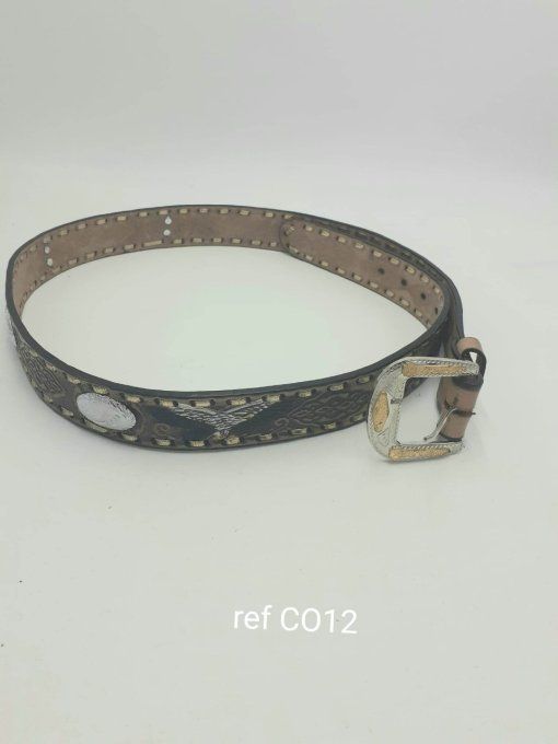 Ceinture marron aigles noir / blanc