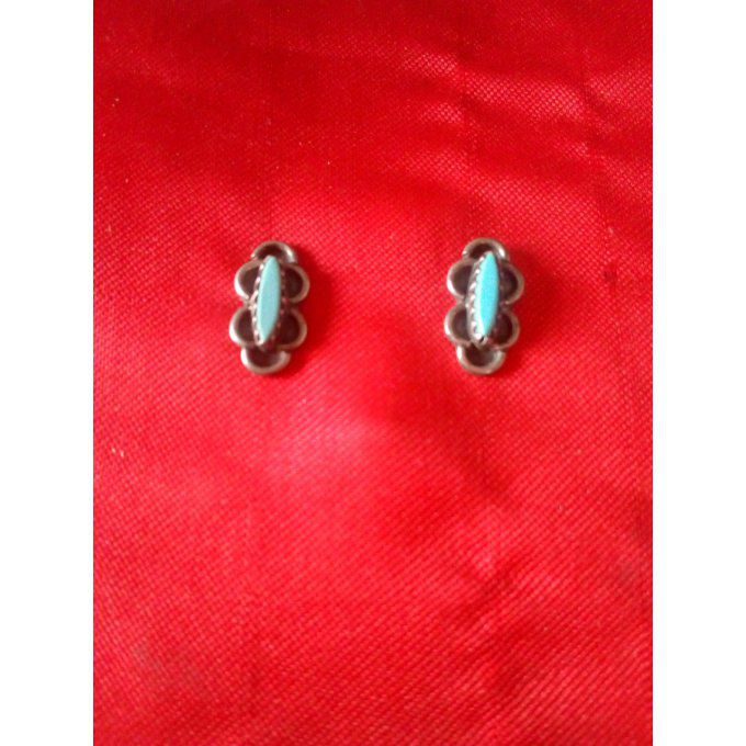 Boucle d'oreilles motif bleu