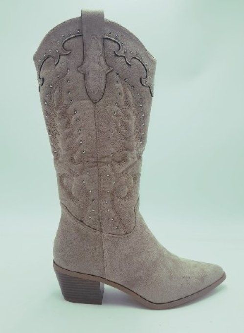 Botte taupe à strass