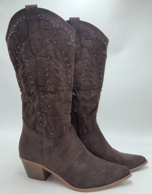 Botte marron à strass