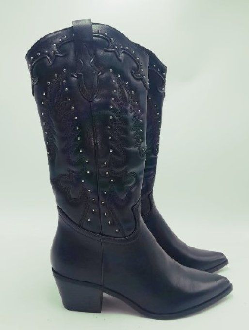 Botte noir à strass