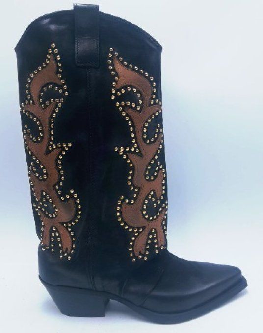 Botte Flemme marron cloutés
