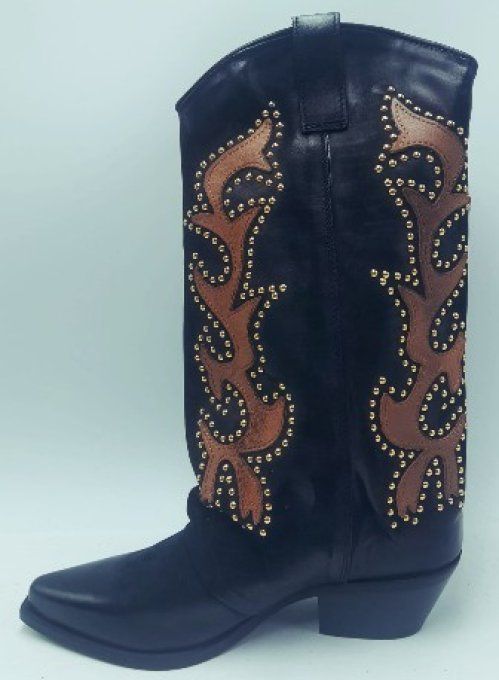 Botte Flemme marron cloutés