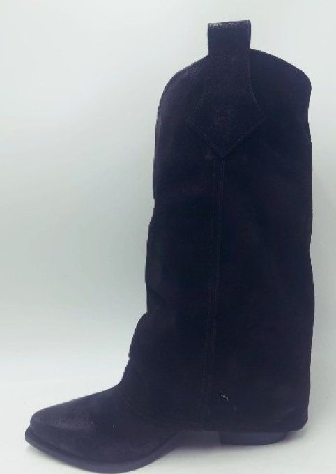 Botte à revers noir à lacets
