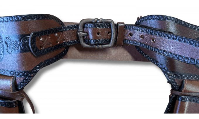 Ceinture cuir marron/noir double