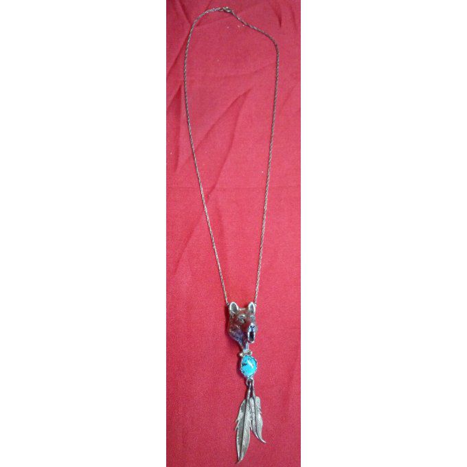 Collier Loup et ces 2 plumes