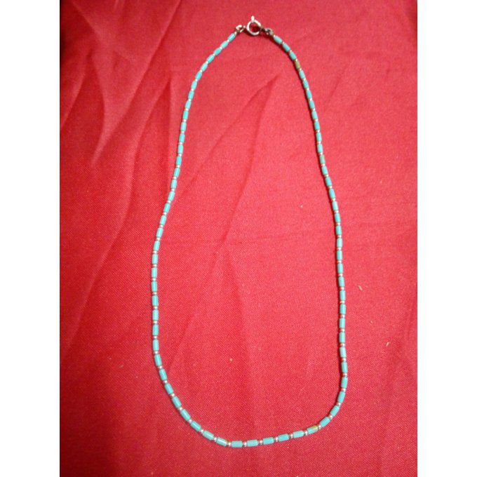 Collier perles bleu en Turquoise