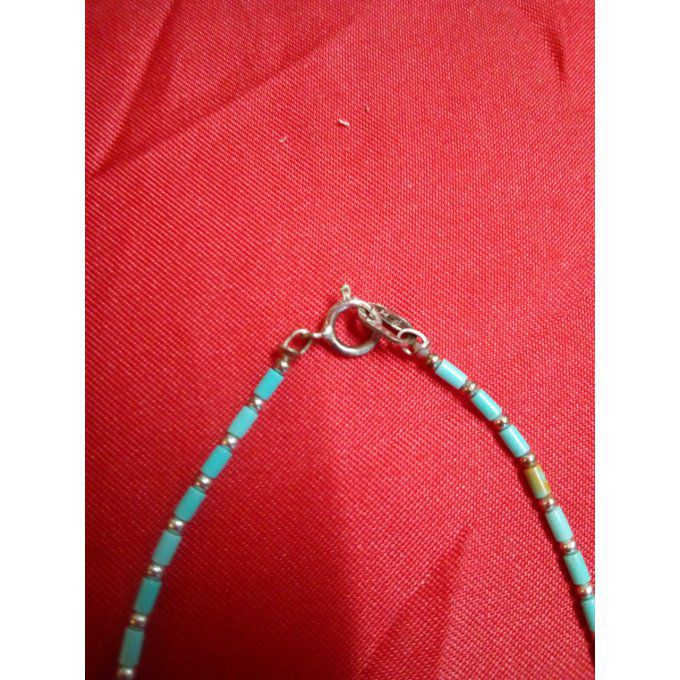 Collier perles bleu en Turquoise