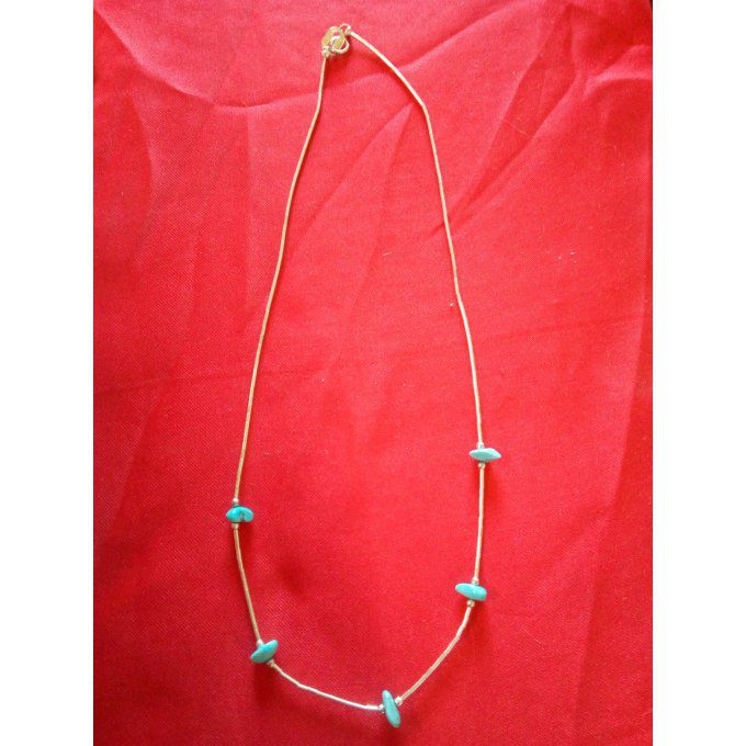 Collier 5 perles Turquoise