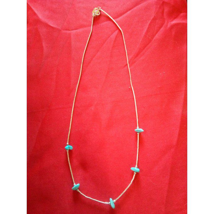 Collier 5 perles Turquoise