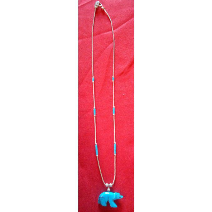 Collier forme ours bleu