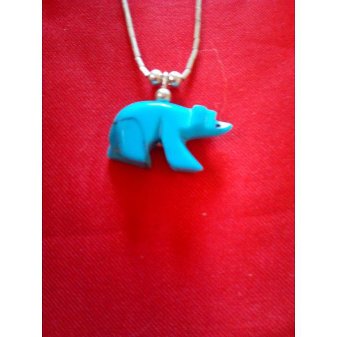 Collier forme ours bleu