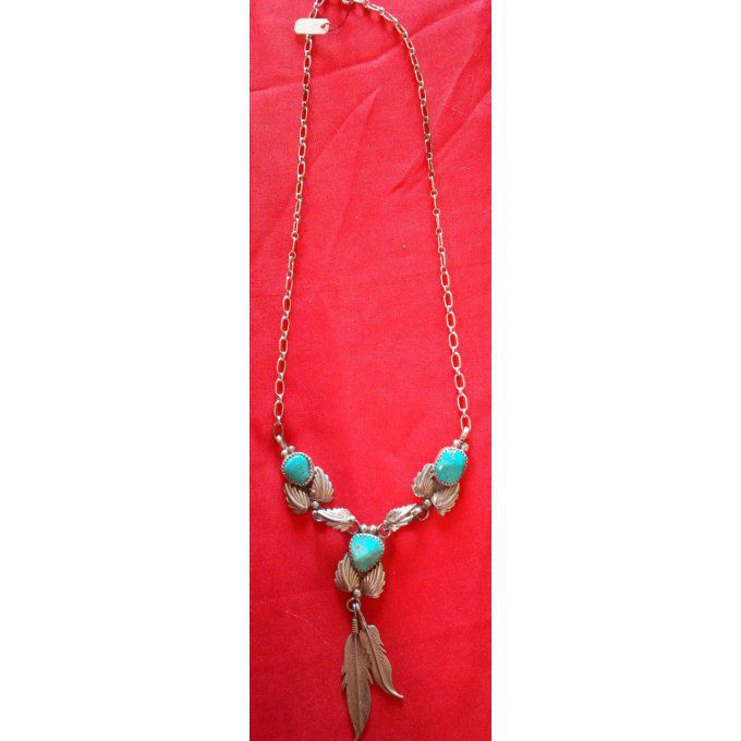 Collier 3 pierres Turquoise