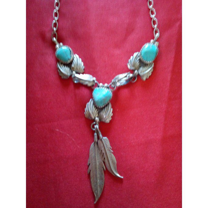 Collier 3 pierres Turquoise