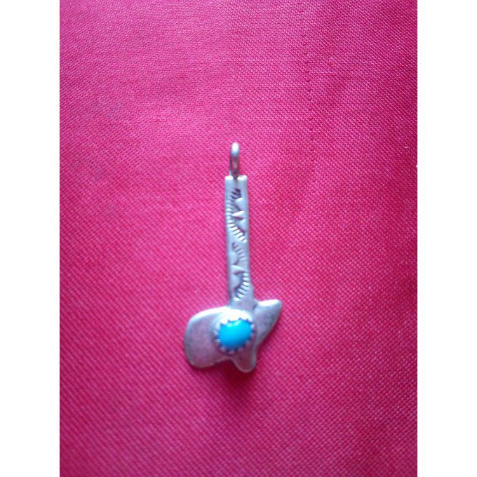 Pendentif hache av sa pierre turquoise