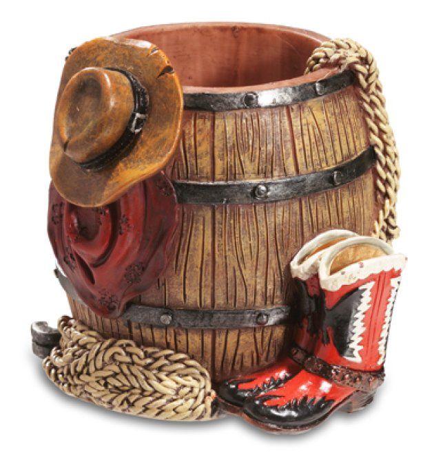 Pot à crayon western tonneau