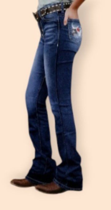Jeans poches brodés "Crâne  Texas " (2)