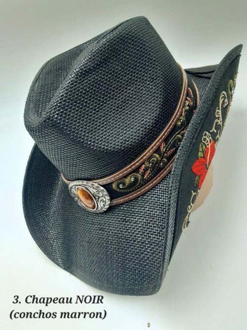 Hat " NOIR "  with turquoise stones
