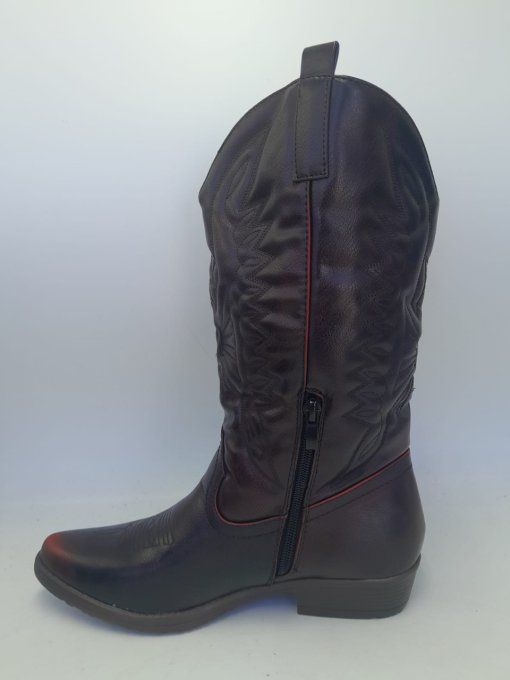 Botte noir patiné rouge