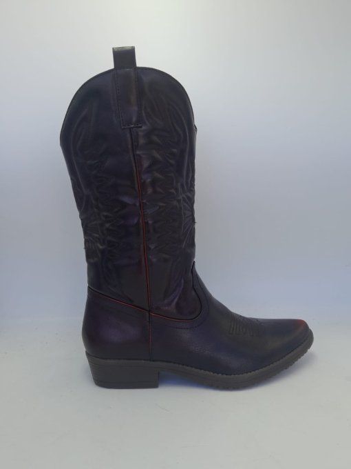 Botte noir patiné rouge