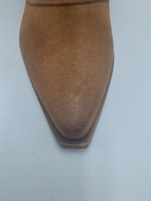 Botte à revers marron à lacets