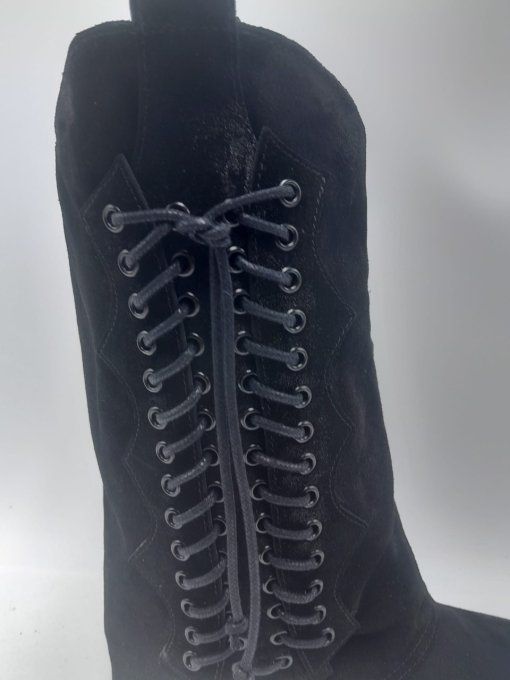 Botte à revers noir à lacets