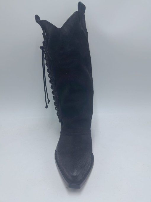 Botte à revers noir à lacets