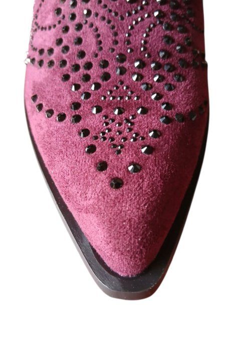 Bottine rouge bordeaux à strass