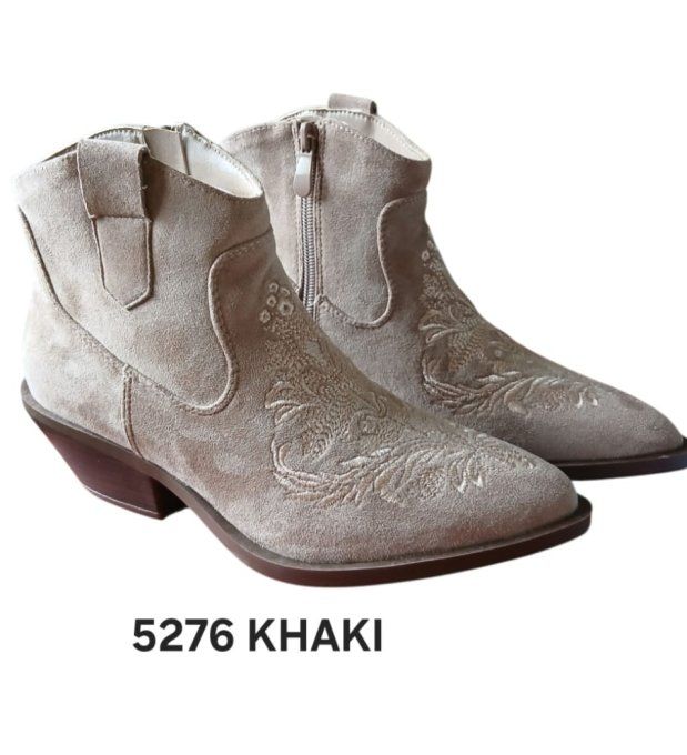 Bottine florale taupe