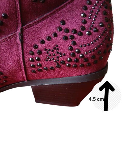 Bottine rouge bordeaux à strass