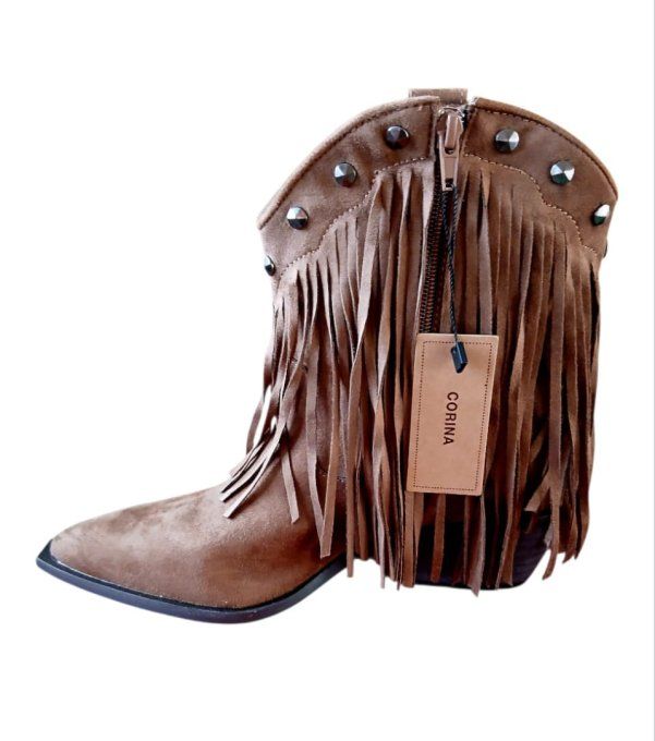 Bottine à franges marron