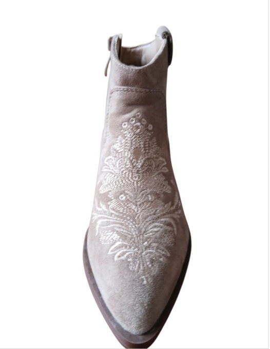 Bottine florale taupe