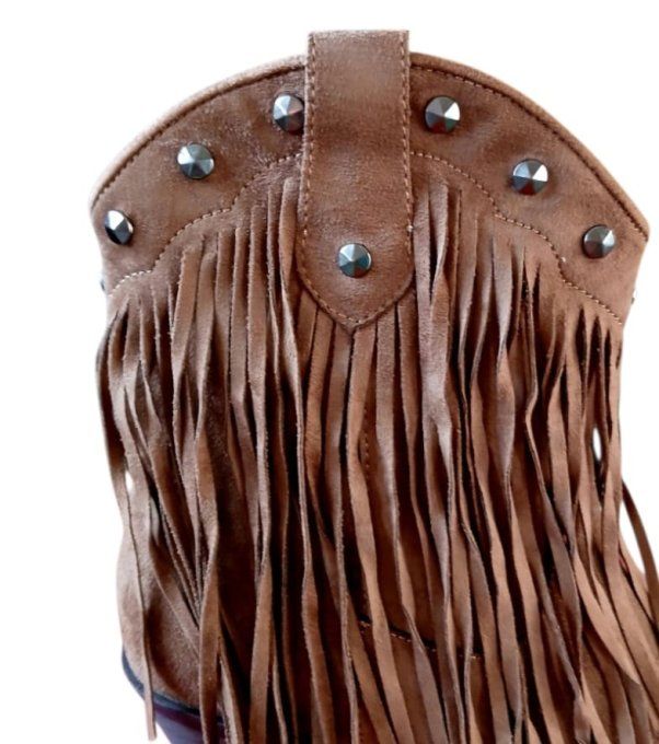 Bottine à franges marron