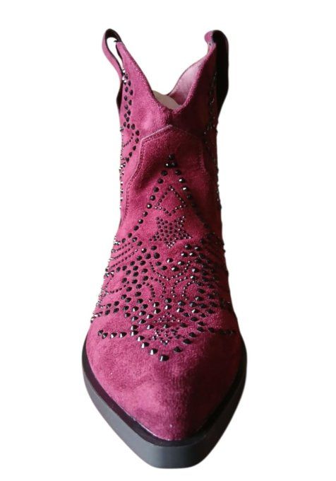 Bottine rouge bordeaux à strass
