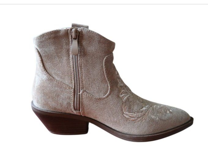 Bottine florale taupe